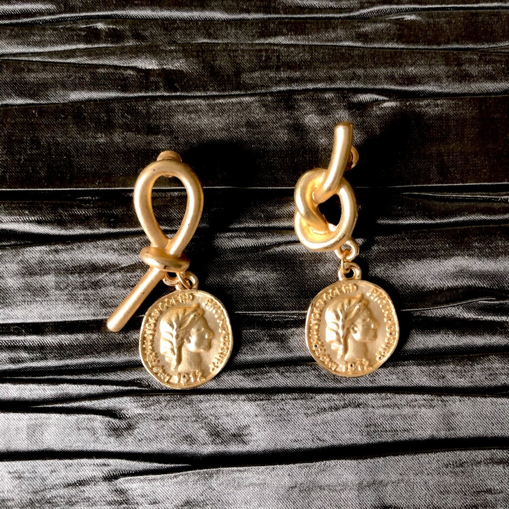 Vintage Style Alloy Gold Coin Earrings PRICE DROP